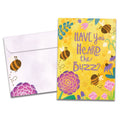 Load image into Gallery viewer, The cover of Tree-Free's Honey Bee Day card, along with its matching envelope.