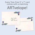 Load image into Gallery viewer, The envelope for Tree-Free’s Owl Wishes card, along with the following text: “Every Tree-Free 5x7 card comes with a matching ARTvelope!”