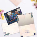Load image into Gallery viewer, The inside of Tree-Free’s Owl Wishes card, with the cover and envelope in the background.