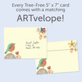 Load image into Gallery viewer, The envelope for Tree-Free’s Sky Limit card, along with the following text: “Every Tree-Free 5x7 card comes with a matching ARTvelope!”