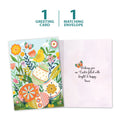 Load image into Gallery viewer, The cover and inside of Tree-Free’s Bright and Happy card, along with the following text: “1 greeting card, 1 matching envelope”