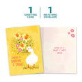 Load image into Gallery viewer, The cover and inside of Tree-Free’s Sunshine and Smiles card, along with the following text: “1 greeting card, 1 matching envelope”