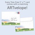 Load image into Gallery viewer, The envelope for Tree-Free’s Sunset Wish card, along with the following text: “Every Tree-Free 5x7 card comes with a matching ARTvelope!”
