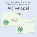 Load image into Gallery viewer, The envelope for Tree-Free’s Luck and Cheer card, along with the following text: “Every Tree-Free 5x7 card comes with a matching ARTvelope!”