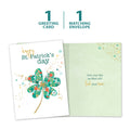 Load image into Gallery viewer, The cover and inside of Tree-Free’s Luck and Cheer card, along with the following text: “1 greeting card, 1 matching envelope”