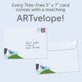 Load image into Gallery viewer, The envelope for Tree-Free’s Smooth Sailing 60 card, along with the following text: “Every Tree-Free 5x7 card comes with a matching ARTvelope!”