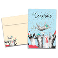 Load image into Gallery viewer, The cover of Tree-Free's Cat Congrats card, along with its matching envelope.