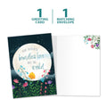 Load image into Gallery viewer, The cover and inside of Tree-Free’s Boundless Love card, along with the following text: “1 greeting card, 1 matching envelope”