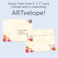 Load image into Gallery viewer, The envelope for Tree-Free’s Friendship Wish card, along with the following text: “Every Tree-Free 5x7 card comes with a matching ARTvelope!”