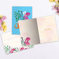 Load image into Gallery viewer, The inside of Tree-Free’s Feel Better Tea card, with the cover and envelope in the background.