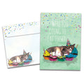 Load image into Gallery viewer, The cover of Tree-Free's Cat Nap Cupcakes card, along with its matching envelope.