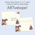 Load image into Gallery viewer, The envelope for Tree-Free’s Save a Slice card, along with the following text: “Every Tree-Free 5x7 card comes with a matching ARTvelope!”