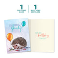 Load image into Gallery viewer, The cover and inside of Tree-Free’s Still Looking Sharp card, along with the following text: “1 greeting card, 1 matching envelope”