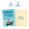 Load image into Gallery viewer, The cover and inside of Tree-Free’s Better Late Than Never card, along with the following text: “1 greeting card, 1 matching envelope”