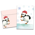 Load image into Gallery viewer, The cover of Tree-Free's Puffin Dance card, along with its matching envelope.