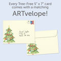 Load image into Gallery viewer, The envelope for Tree-Free’s Navidad Tree card, along with the following text: “Every Tree-Free 5x7 card comes with a matching ARTvelope!”