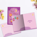 Load image into Gallery viewer, The inside of Tree-Free’s Sweet Lanterns card, with the cover and envelope in the background.