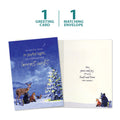 Load image into Gallery viewer, The cover and inside of Tree-Free’s Joyful Winter card, along with the following text: “1 greeting card, 1 matching envelope”