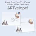 Load image into Gallery viewer, The envelope for Tree-Free’s Dog Magic card, along with the following text: “Every Tree-Free 5x7 card comes with a matching ARTvelope!”