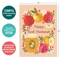 Load image into Gallery viewer, The cover of Tree-Free’s Umetukah Apples card with lines demonstrating its 5x7 dimensions, along with the following text: “100% PCW recycled paper, proudly made in the USA, sustainably printed on extra-thick card stock”