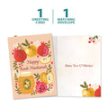 Load image into Gallery viewer, The cover and inside of Tree-Free’s Umetukah Apples card, along with the following text: “1 greeting card, 1 matching envelope”