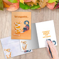 Load image into Gallery viewer, The inside of Tree-Free’s Wrapped Pets card, with the cover and envelope in the background.