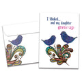Load image into Gallery viewer, The cover of Tree-Free's Blink and Grow Daughter card, along with its matching envelope.
