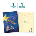 Load image into Gallery viewer, The cover and inside of Tree-Free’s Stardust Bear card, along with the following text: “1 greeting card, 1 matching envelope”