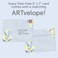 Load image into Gallery viewer, The envelope for Tree-Free’s Floral Moonlight card, along with the following text: “Every Tree-Free 5x7 card comes with a matching ARTvelope!”