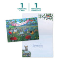 Load image into Gallery viewer, The cover and inside of Tree-Free’s Bunny Queen card, along with the following text: “1 greeting card, 1 matching envelope”