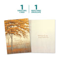 Load image into Gallery viewer, The cover and inside of Tree-Free’s Autumn Memories card, along with the following text: “1 greeting card, 1 matching envelope”