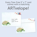 Load image into Gallery viewer, The envelope for Tree-Free’s Flower Turtle card, along with the following text: “Every Tree-Free 5x7 card comes with a matching ARTvelope!”
