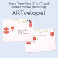 Load image into Gallery viewer, The envelope for Tree-Free’s Happiness Lanterns card, along with the following text: “Every Tree-Free 5x7 card comes with a matching ARTvelope!”