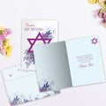 Load image into Gallery viewer, The inside of Tree-Free’s Pink Floral Star card, with the cover and envelope in the background.