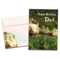 Load image into Gallery viewer, The cover of Tree-Free's Frog Bridge Dad card, along with its matching envelope.
