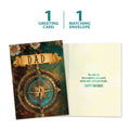 Load image into Gallery viewer, The cover and inside of Tree-Free’s Compass Dad Birthday card, along with the following text: “1 greeting card, 1 matching envelope”