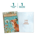 Load image into Gallery viewer, The cover and inside of Tree-Free’s Fox Wishes card, along with the following text: “1 greeting card, 1 matching envelope”