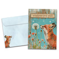 Load image into Gallery viewer, The cover of Tree-Free's Fox Wishes card, along with its matching envelope.