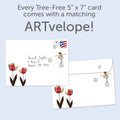 Load image into Gallery viewer, The envelope for Tree-Free’s Floating on a Bubble Daughter card, along with the following text: “Every Tree-Free 5x7 card comes with a matching ARTvelope!”