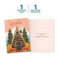 Load image into Gallery viewer, The cover and inside of Tree-Free’s Welcome Thanksgiving card, along with the following text: “1 greeting card, 1 matching envelope”
