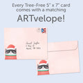 Load image into Gallery viewer, The envelope for Tree-Free’s Santa Paws card, along with the following text: “Every Tree-Free 5x7 card comes with a matching ARTvelope!”