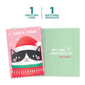 Load image into Gallery viewer, The cover and inside of Tree-Free’s Santa Paws card, along with the following text: “1 greeting card, 1 matching envelope”