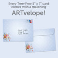 Load image into Gallery viewer, The envelope for Tree-Free’s Sweet Snowglobe card, along with the following text: “Every Tree-Free 5x7 card comes with a matching ARTvelope!”