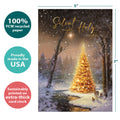 Load image into Gallery viewer, The cover of Tree-Free’s Calm and Bright card with lines demonstrating its 5x7 dimensions, along with the following text: “100% PCW recycled paper, proudly made in the USA, sustainably printed on extra-thick card stock”