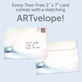 Load image into Gallery viewer, The envelope for Tree-Free’s Luminous Love card, along with the following text: “Every Tree-Free 5x7 card comes with a matching ARTvelope!”