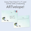 Load image into Gallery viewer, The envelope for Tree-Free’s Best Witches card, along with the following text: “Every Tree-Free 5x7 card comes with a matching ARTvelope!”