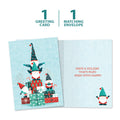 Load image into Gallery viewer, The cover and inside of Tree-Free’s Gnomes Piled High card, along with the following text: “1 greeting card, 1 matching envelope”