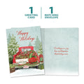 Load image into Gallery viewer, The cover and inside of Tree-Free’s Kringle Tree Farm card, along with the following text: “1 greeting card, 1 matching envelope”