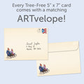Load image into Gallery viewer, The envelope for Tree-Free’s Dreaming of a White Christmas card, along with the following text: “Every Tree-Free 5x7 card comes with a matching ARTvelope!”