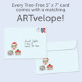 Load image into Gallery viewer, The envelope for Tree-Free’s Meowy Christmas card, along with the following text: “Every Tree-Free 5x7 card comes with a matching ARTvelope!”